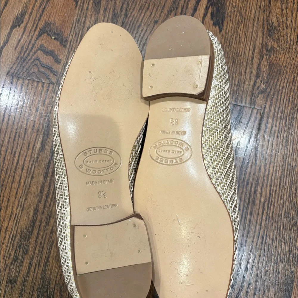 Stubbs & Wootton Woven Gold and Tan Loafers - Picture 3 of 3